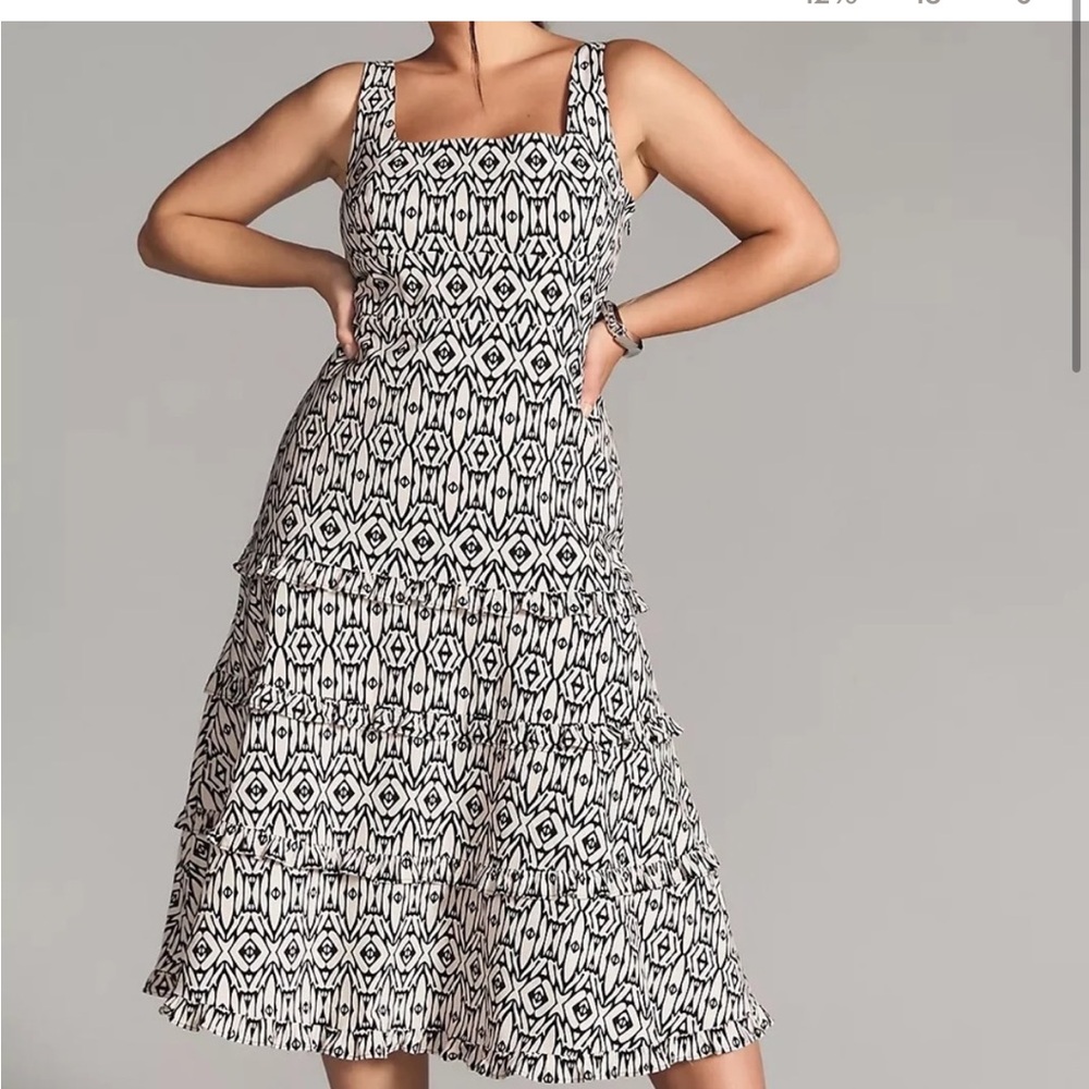 Anthropologie The Blythe Square-Neck Tiered Dress